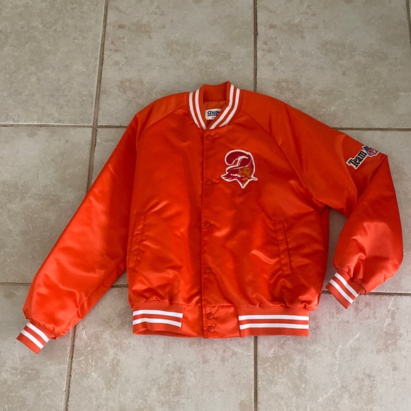 Vintage 80s Tampa Bay Buccaneers Bucco Bruce Satin Bomber